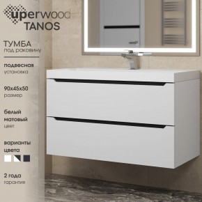 Тумба под раковину Uperwood Tanos 90 см, подвесная, белая/графит в Новоуральске - novouralsk.mebel24.online | фото 3