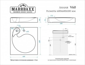 Умывальник над стиральной машиной (600*600х100) Лилия V60 (белый) с кронштейном без сифона (V60) в Новоуральске - novouralsk.mebel24.online | фото 2